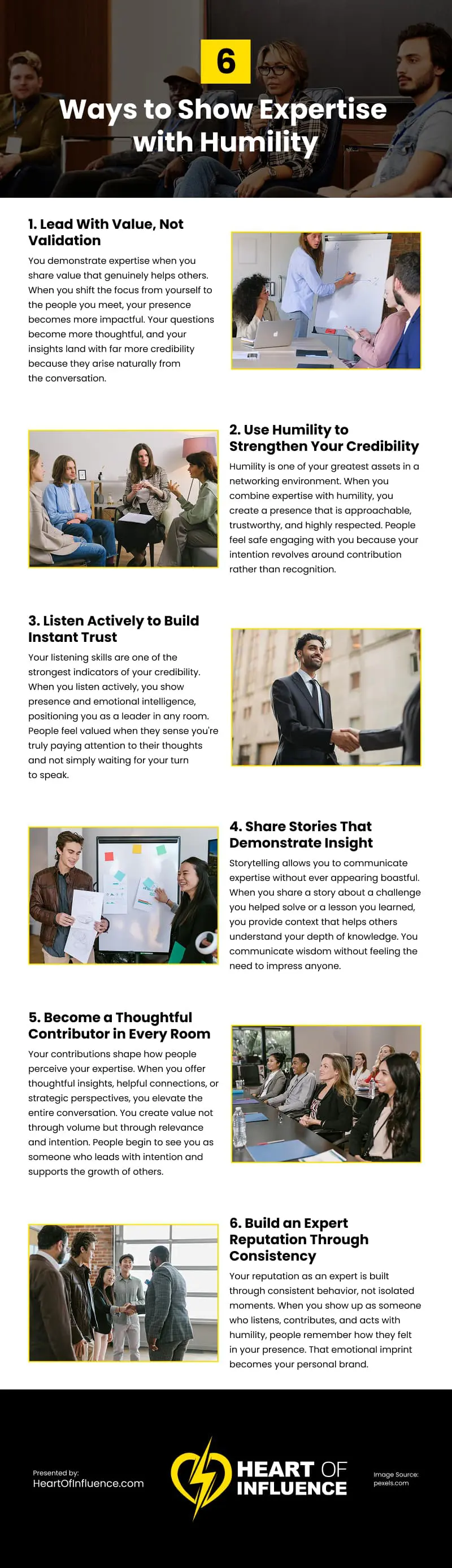 6 Ways to Show Expertise with Humility Infographic